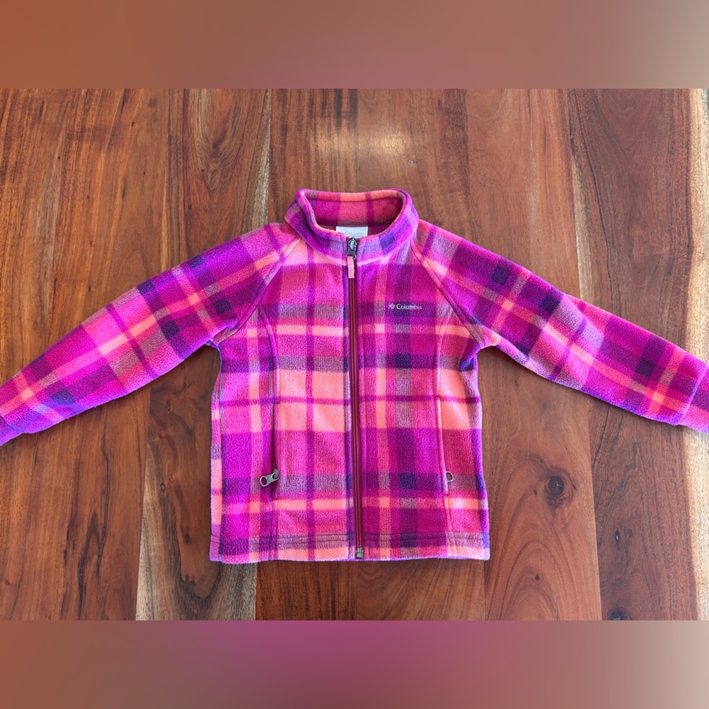 Columbia Kids' Vibrant Pink and Purple Plaid Fleece Jacket
